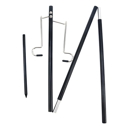 Folding Lantern Stand Pole Portable Lamp Stand Hook Collapasible Light Stand Holder for Camping Fishing Picnic BBQ Outdoor Activities (Black)