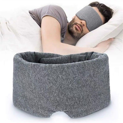 Cotton Sleep Eye Mask for Men - Upgrade Design Blackout Side Sleeper Eyes Cover for Night Sleeping, Large Size Wide Soft Travel Airplane Blindfold with Adjustable Velcro Strap for Work Nap