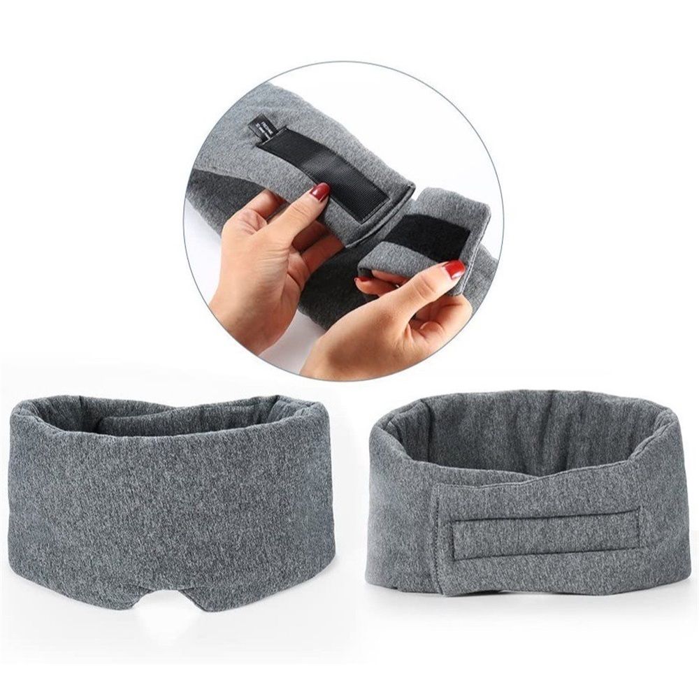 Cotton Sleep Eye Mask for Men - Upgrade Design Blackout Side Sleeper Eyes Cover for Night Sleeping, Large Size Wide Soft Travel Airplane Blindfold with Adjustable Velcro Strap for Work Nap