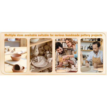 12 Pcs Pottery Tools Include 1 Wood Rolling Pin Sculpting Polymer Clay Tools 1 Portable Pottery Wedging Board/Linen Tablecloth and 10 Pcs 5 Size Teaching Rolling Mud Stick Guide (Tablecloth)