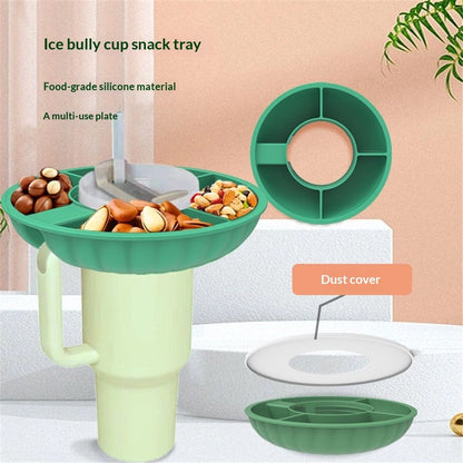 Snack Bowl for Cup 40 oz with Handle-Perfectly Compatible Tumbler 40 oz with Handle, Reusable Silicone Snack Tray