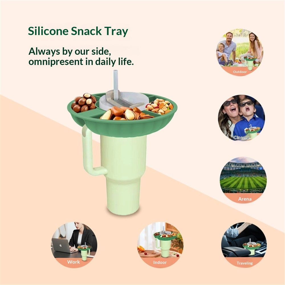 Snack Bowl for Cup 40 oz with Handle-Perfectly Compatible Tumbler 40 oz with Handle, Reusable Silicone Snack Tray