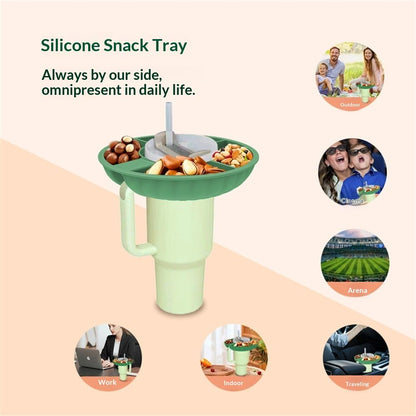 Snack Bowl for Cup 40 oz with Handle-Perfectly Compatible Tumbler 40 oz with Handle, Reusable Silicone Snack Tray