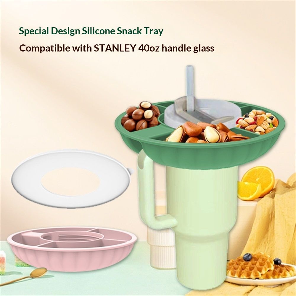Snack Bowl for Cup 40 oz with Handle-Perfectly Compatible Tumbler 40 oz with Handle, Reusable Silicone Snack Tray