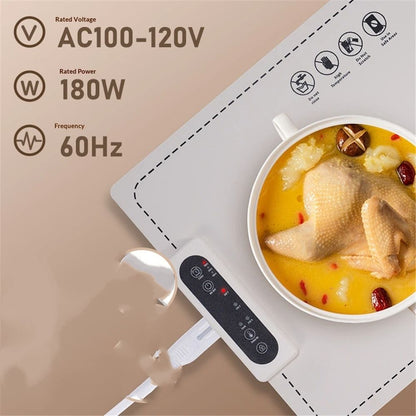 Warming Mat for Food - Electric Silicone Food Warming Tray for Buffet, Rollable Food Warmer Mat for Countertop, Fast Heating Mat with Timer and 3 Heat Levels
