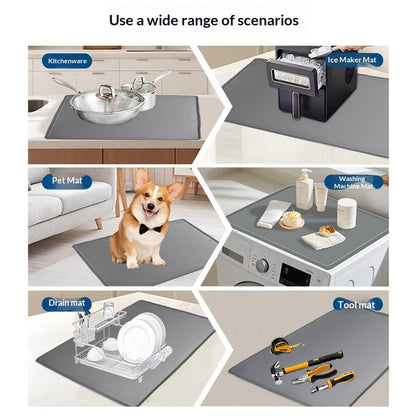 1pcs Washer and Dryer Covers for the Top, 59*59cmSilicone Dryer Top Protector Mat Non-slip Waterproof Washing Machine Cover Protector Top Load for Laundry & Kitchen (Light Gray)