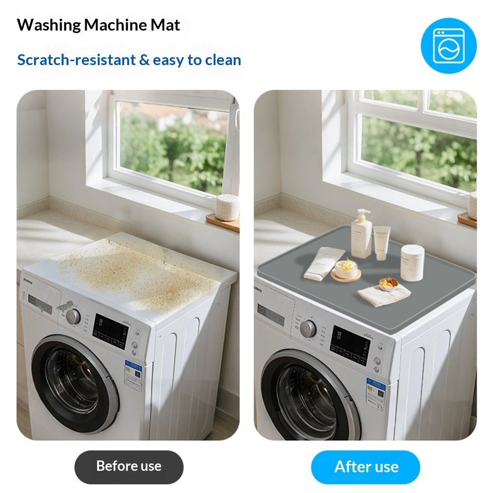 1pcs Washer and Dryer Covers for the Top, 59*59cmSilicone Dryer Top Protector Mat Non-slip Waterproof Washing Machine Cover Protector Top Load for Laundry & Kitchen (Light Gray)
