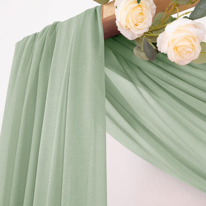 Green Sheer Wedding Arch Draping Fabric 75*300cm 2 Panels Outdoor Curtain Drapes Extra Long for Bridal Baby Shower Ceremony Birthday Party Decor