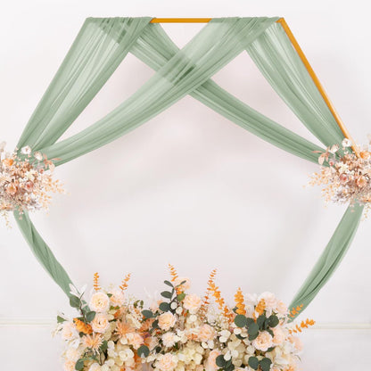 Green Sheer Wedding Arch Draping Fabric 75*300cm 2 Panels Outdoor Curtain Drapes Extra Long for Bridal Baby Shower Ceremony Birthday Party Decor