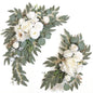 Faux Arch Flower Swag Set of 2 for Wedding Welcome Signs Floral Swag Wedding Reception Ceremony Signs Decor (White)