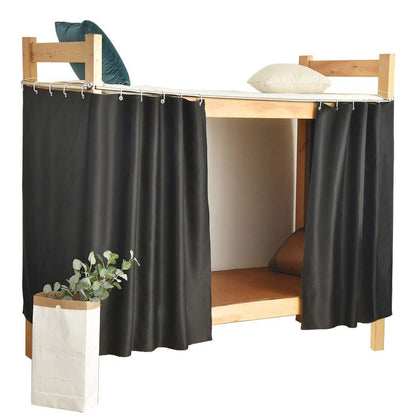 Heavy-Duty Blackout Bottom Bunk Bed Curtains Privacy Canopy Twin Size for Home Dorm, 2 Panels, Black
