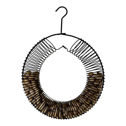 Peanut Wreath Bird Feeder 16 Inch, Rust & Waterproof, Solid Steel Durables Whole Peanut Wild Bird Feeder  black