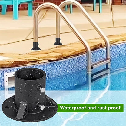 Chain Link Fence Post 2in  Floor Flange Base, Heavy Duty Round Fence Post Base, Chain Link Fence Parts for Metal Post with Floor Bracket, Bolts/Side Screws are Included, 1Piece