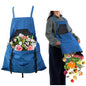 Berry&Bird Harvest Apron, Canvas Gardening Apron with Pockets and Harvesting Pouch Waterproof Harvesting Apron（blue）