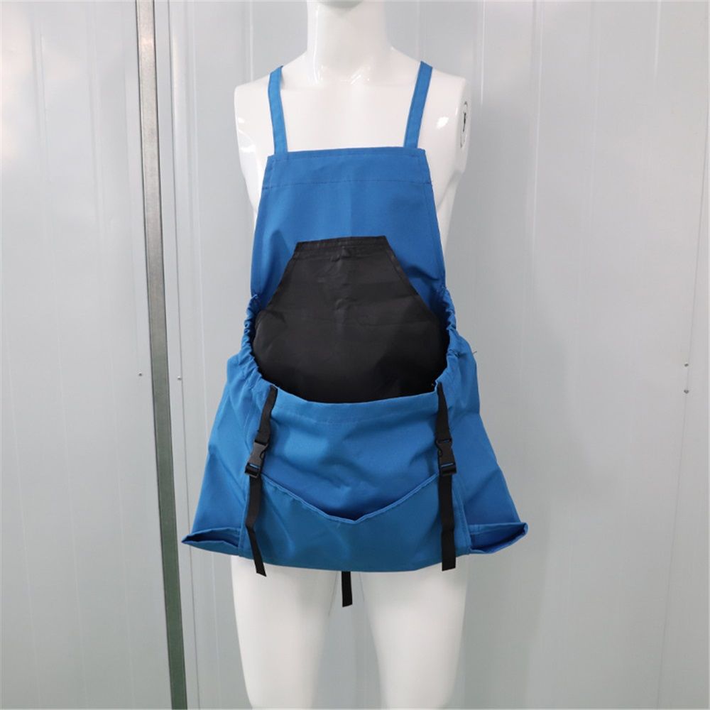 Berry&Bird Harvest Apron, Canvas Gardening Apron with Pockets and Harvesting Pouch Waterproof Harvesting Apron（blue）