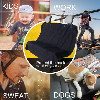 Back Seat Cover for Car Trucks Van SUV,Waterproof Rear Bench Towel Seat Covers for Dogs and Kids,Automotive Backseat Protector (Black)