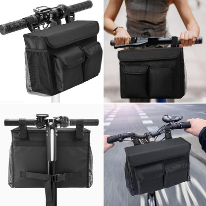 Electric Scooter Bag Wheelchair Bag, Scooter Storage Bag with 14-Inch Laptop Pocket and Cup Holders, Durable Basket for Scooter, Wheelchair and Bike, Mobility Scooter Accessories (Black)