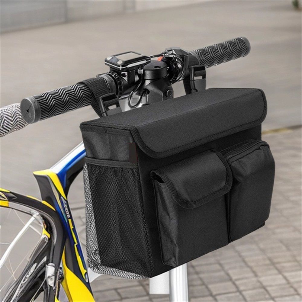 Electric Scooter Bag Wheelchair Bag, Scooter Storage Bag with 14-Inch Laptop Pocket and Cup Holders, Durable Basket for Scooter, Wheelchair and Bike, Mobility Scooter Accessories (Black)