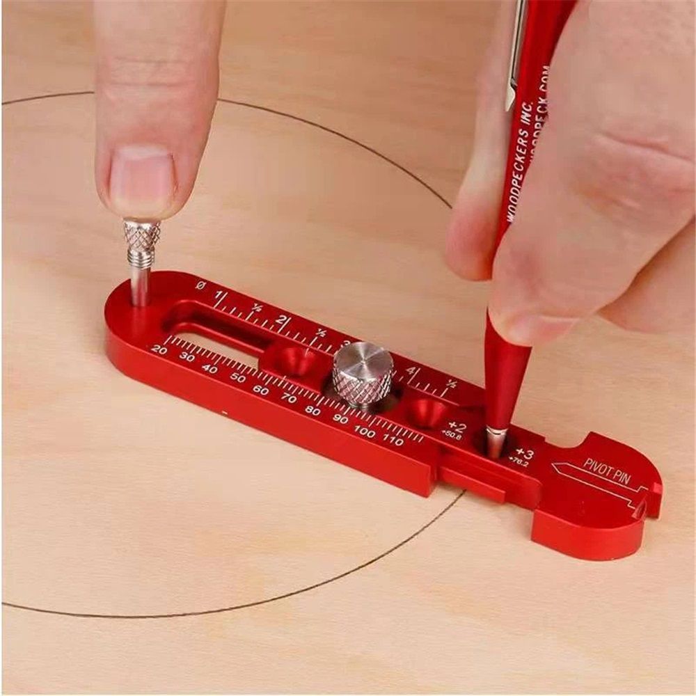 Woodworking Aluminum Alloy Circular Drawing Tool, Fixed-Point Marking Gauge Woodworking Compass Scribe Adjustable Drawing Circle Ruler Drawing Ruler Carpenter Tools (165 )