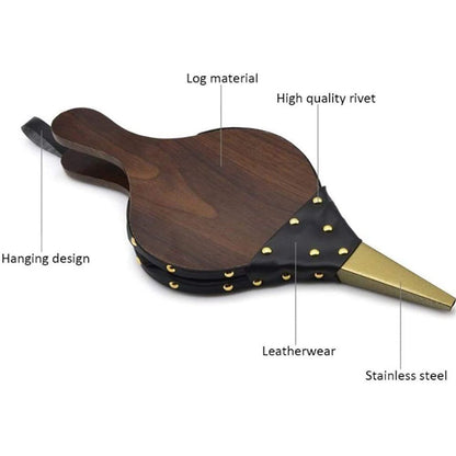 Indoor and outdoor camping barbecue wooden blower hand corrugated pipe pump pit barbecue tool accessories brown (30 * 13)