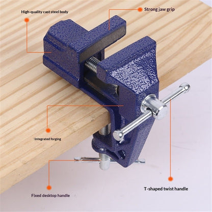 Mini Table Clamp,Small Bench Vice, Upgraded cast steel manufacturing Jewelers Hobby Clamps Craft Repair Tool Portable Work Bench Vise（ 60 blue,）
