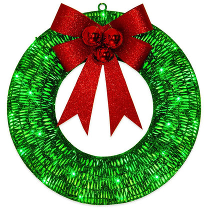 Christmas wreath outdoor decoration, small Christmas wreath plugin, suitable for doors, windows, garage green spaces（30cm）