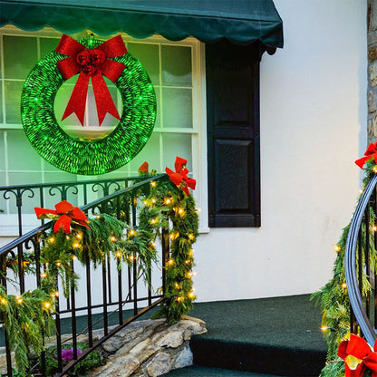 Christmas wreath outdoor decoration, small Christmas wreath plugin, suitable for doors, windows, garage green spaces（30cm）
