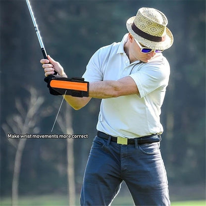 Golf Swing Training Kit with Wrist Stabilizer & Arm Support Band - Improve Posture, Accuracy & Power for Men Women Golfers orange