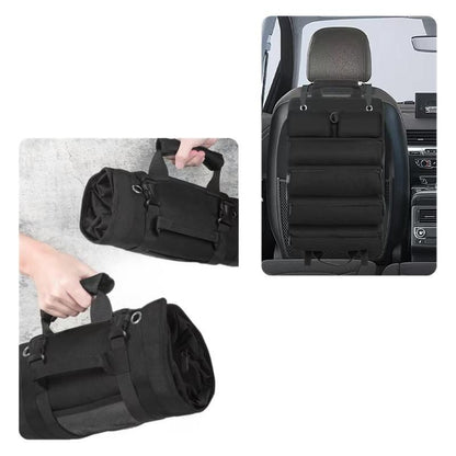 Heavy Duty Roll Up Tool Bag,Thickened Oxford Fabric, Puncture Resistant for Electricians, Carpentry, DIY, Car Repair, Multi-Color(Black)