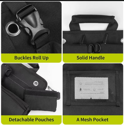 Heavy Duty Roll Up Tool Bag,Thickened Oxford Fabric, Puncture Resistant for Electricians, Carpentry, DIY, Car Repair, Multi-Color(Black)