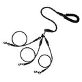 No Tangle 3 Dog  - Main Lead Rope with Padded Handle, Three Detachable Leash Splitters, Heavy-Duty Clip,  Walking, Running, Small, Medium, Large Dogs (Black)