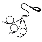 No Tangle 3 Dog  - Main Lead Rope with Padded Handle, Three Detachable Leash Splitters, Heavy-Duty Clip,  Walking, Running, Small, Medium, Large Dogs (Black)