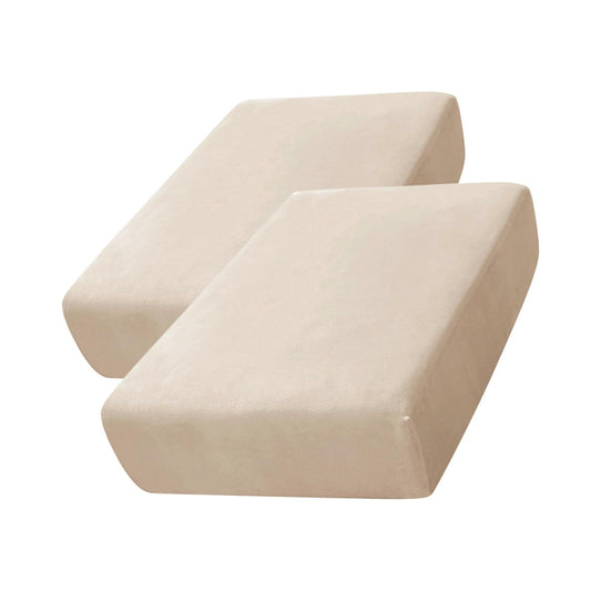 2 pack Stretch Cushion Cover, Couch Cushion Slipcover Sofa Seat Covers Furniture Protector with Elastic Bottom (Beige Gray, 2)