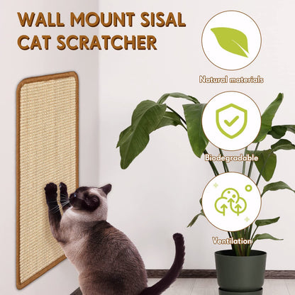 3 Packs Cat Scratching Mat, 15.7 x 11.8 Inch Natural Sisal Cat Scratch Pad Mats for Indoor Cats, Horizontal Cats Wall Scratcher Kitten Floor Rug, Furniture Protector