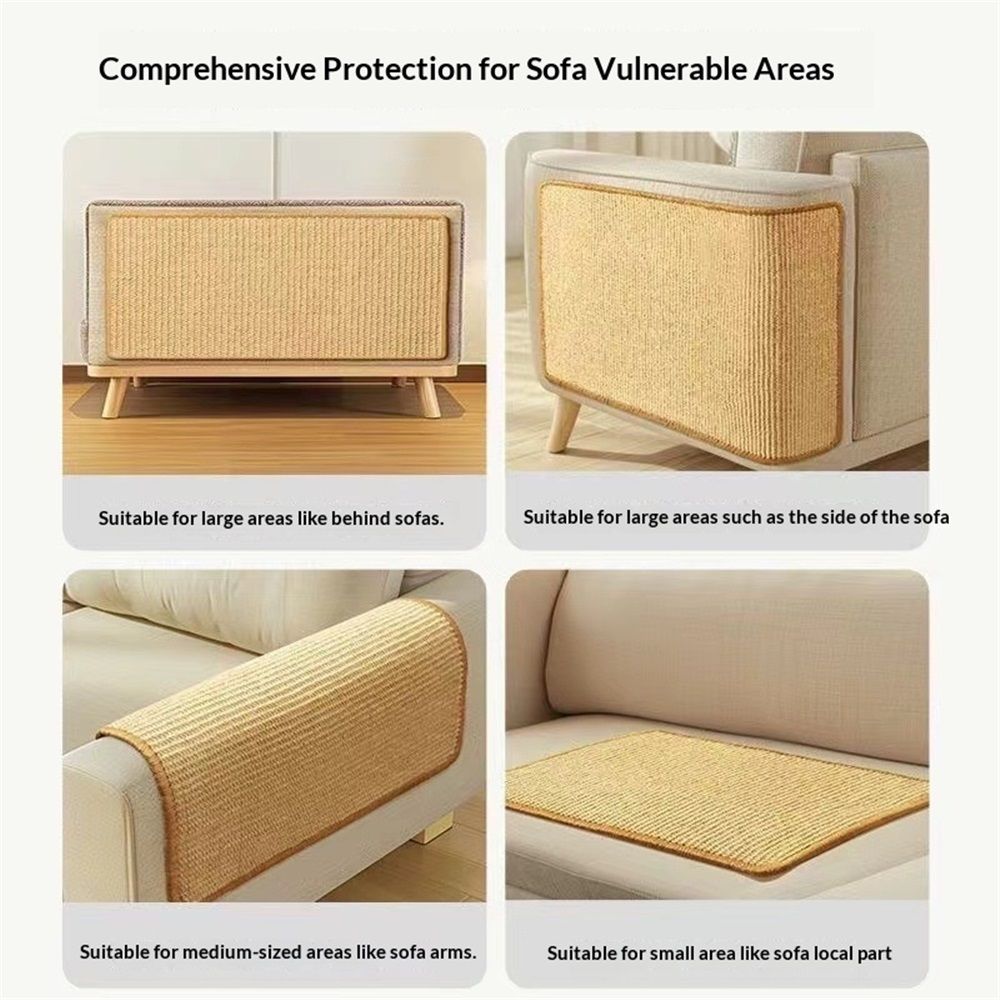 3 Packs Cat Scratching Mat, 15.7 x 11.8 Inch Natural Sisal Cat Scratch Pad Mats for Indoor Cats, Horizontal Cats Wall Scratcher Kitten Floor Rug, Furniture Protector
