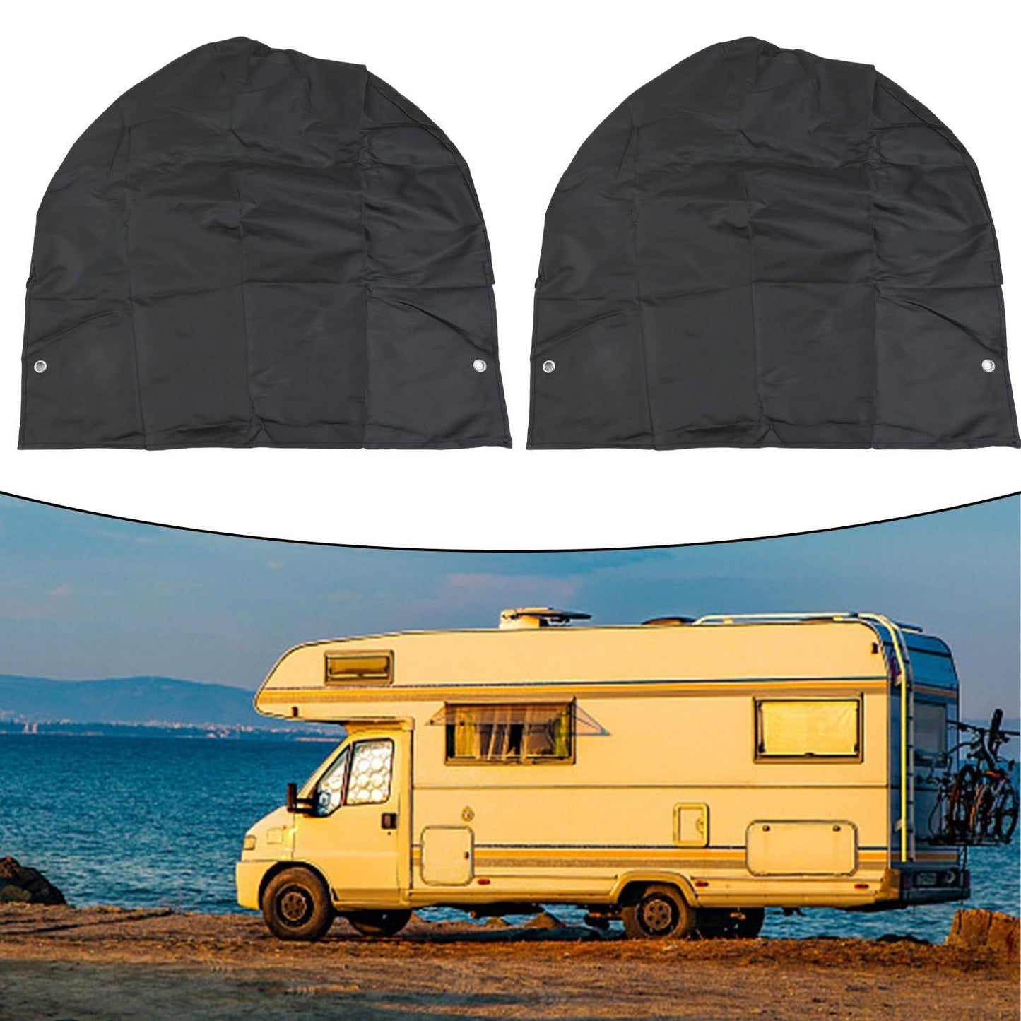 Tire Covers Set of 4 - UV Resistant Trailer Wheel Covers for Camper, SUV, Jeep, Trucks, Trailers and RV, Universal Tire Fits 27"-29" Inch Tire, Black
