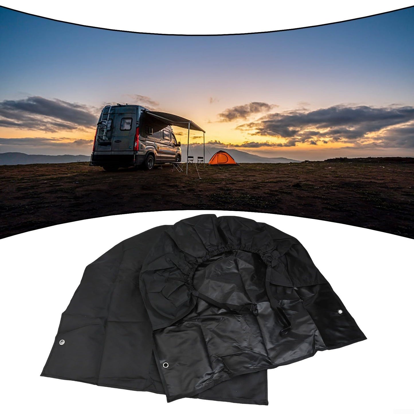 Tire Covers Set of 4 - UV Resistant Trailer Wheel Covers for Camper, SUV, Jeep, Trucks, Trailers and RV, Universal Tire Fits 27"-29" Inch Tire, Black