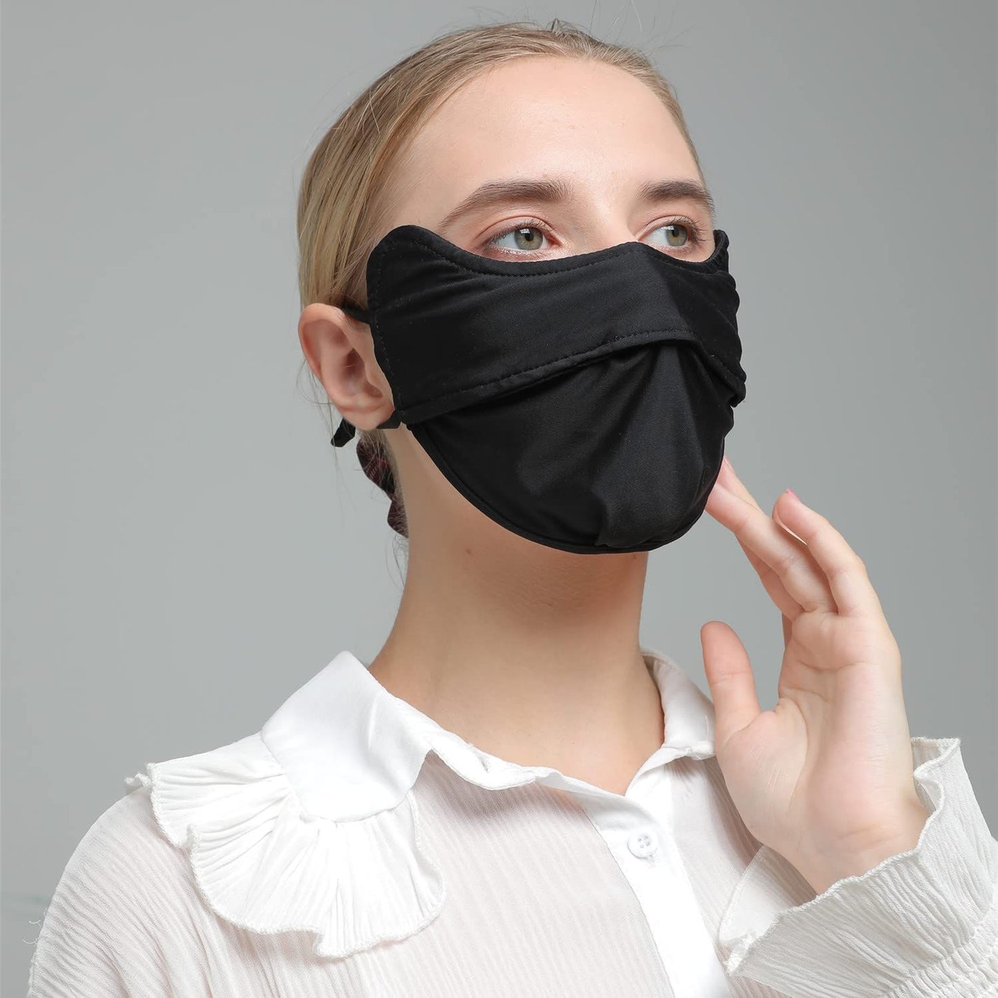 2 pack UV Face Covering UPF 50+ Women Breathable Mask Sun Protection Reusable Outdoor, Protection Golf Sports Face Mask for Women (black)