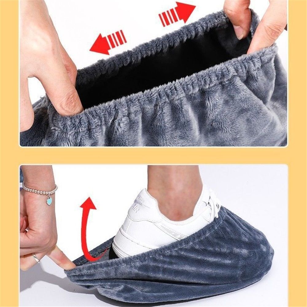 Shoe Covers, 5 Pairs Reusable Non Slip Shoe Protector Covers Washable Soft Shoe Cover for Household Office, Grey