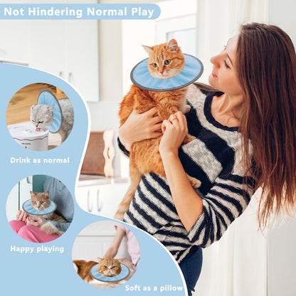 Lightweight Cat Cone Collar Soft, Soft Comfortable Cat Recovery Collar After Surgery, Collar for Cats, Cone for Cats to Stop Licking (Baby Blue, S)