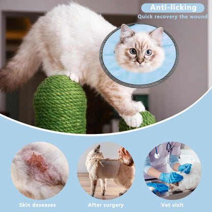 Lightweight Cat Cone Collar Soft, Soft Comfortable Cat Recovery Collar After Surgery, Collar for Cats, Cone for Cats to Stop Licking (Baby Blue, S)