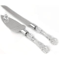 2 set Elegant Cake Knife and Server Set Stainless Steel with Crystal Handle - Perfect for Weddings Anniversaries,and Special Celebrations (Sliver)（Two knives and shovels）