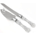 2 set Elegant Cake Knife and Server Set Stainless Steel with Crystal Handle - Perfect for Weddings Anniversaries,and Special Celebrations (Sliver)（Two knives and shovels）