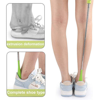 2 pack Shoe Horn Retractable Stainless Steel Long-Handle Foldable Shoe Puller for Seniors Extended Travel Pregnant Women