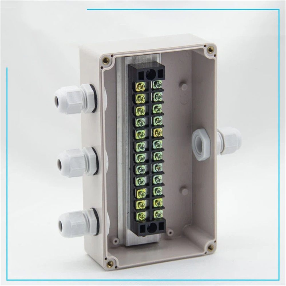 2 pack 1 in to 3 Out Electrical Junction Box w Terminal Connector Gland 158 x 90 x 60mm Waterproof Plastic Grey Dustproof Electric Project Enclosure