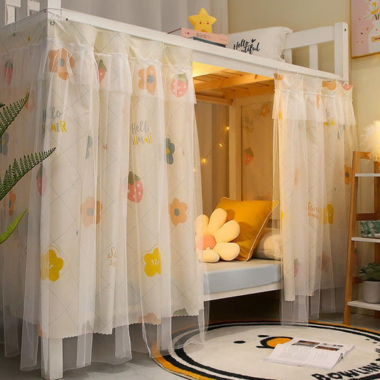 Students Dorm Bunk Bed Curtain Home Privacy Bed Shading Curtain Net Bed Cloth Dustproof Blackout Bed Canopy Bedding Curtain Students Dormitory Tent Lightproof Cloth Bedding Canopy Spread Curtain