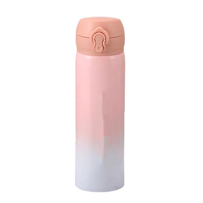 17 oz / 500 ml Insulated Water Bottle, Stainless Steel Thermo Coffee Travel Mug, Thermal Cup with Snap Flip Lid, BPA Free for Hot and Cold Drinking, Pink