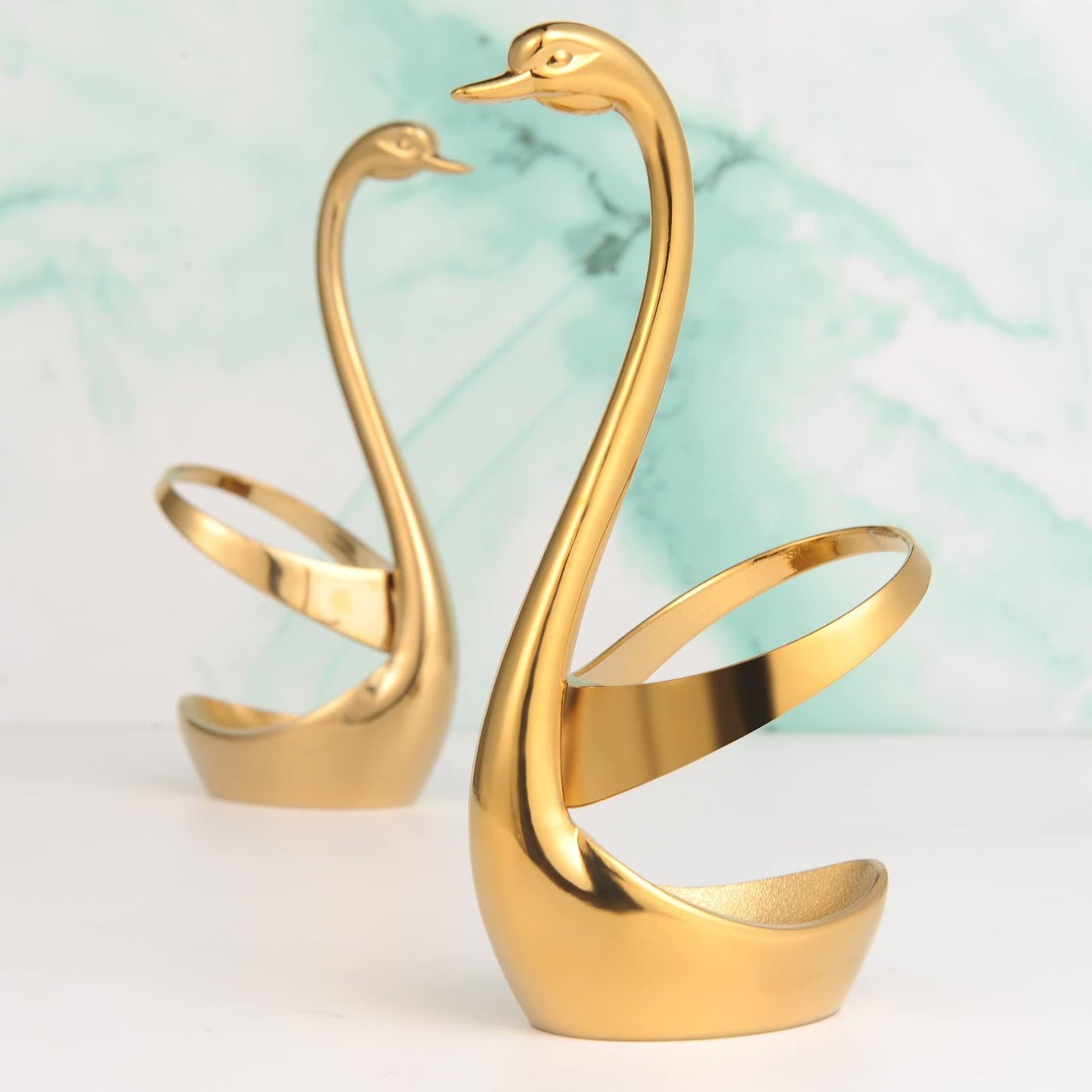 Elegant Small Gold Swan Base Holder for Coffee Bar & Dining, Perfect for Wedding & Entertaining Table Decor