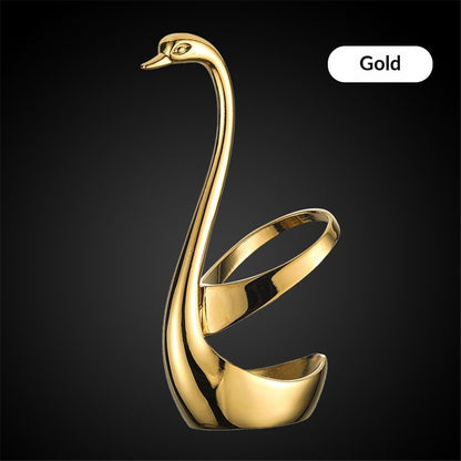 Elegant Small Gold Swan Base Holder for Coffee Bar & Dining, Perfect for Wedding & Entertaining Table Decor