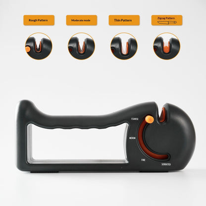 Orange 4-Stage Knife Sharpener & Serrated Knife Sharpener– Repairs, Sharpens & Polishes Blades with Ergonomic Non-Slip Grip